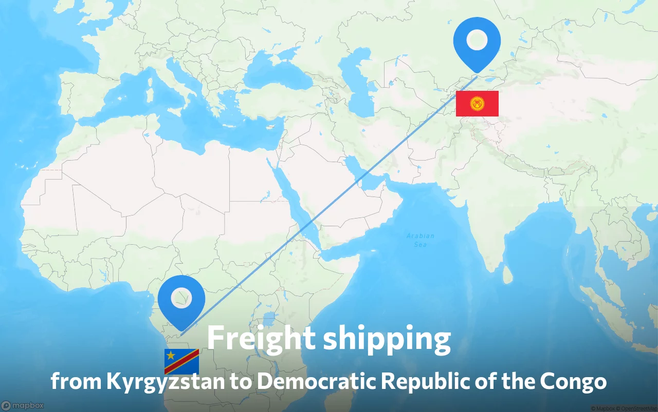Shipping route from Kyrgyzstan to Democratic Republic of the Congo