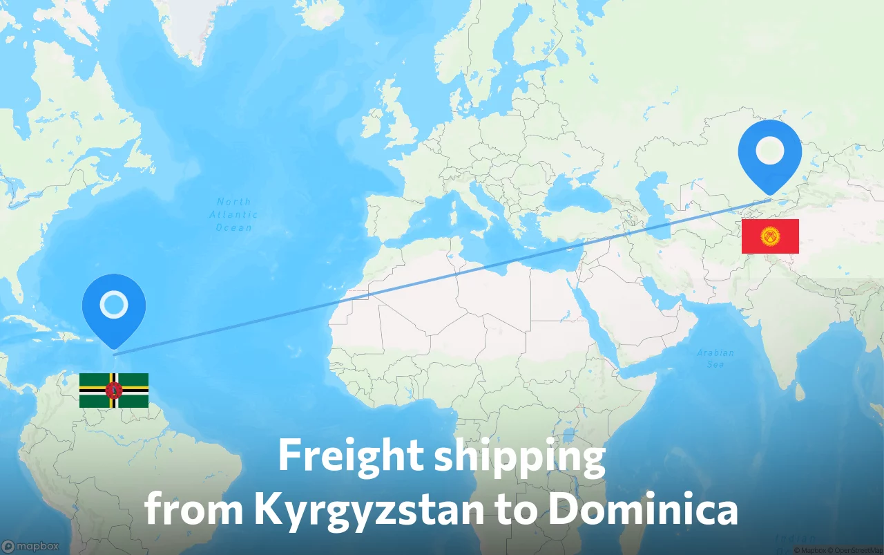 Shipping route from Kyrgyzstan to Dominica