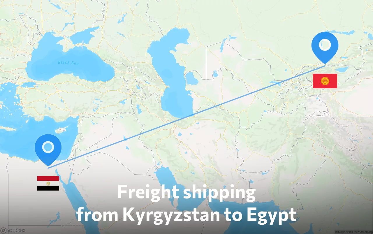 Shipping route from Kyrgyzstan to Egypt