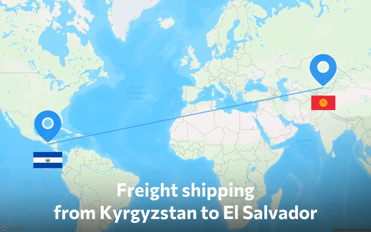 Shipping route from Kyrgyzstan to El Salvador