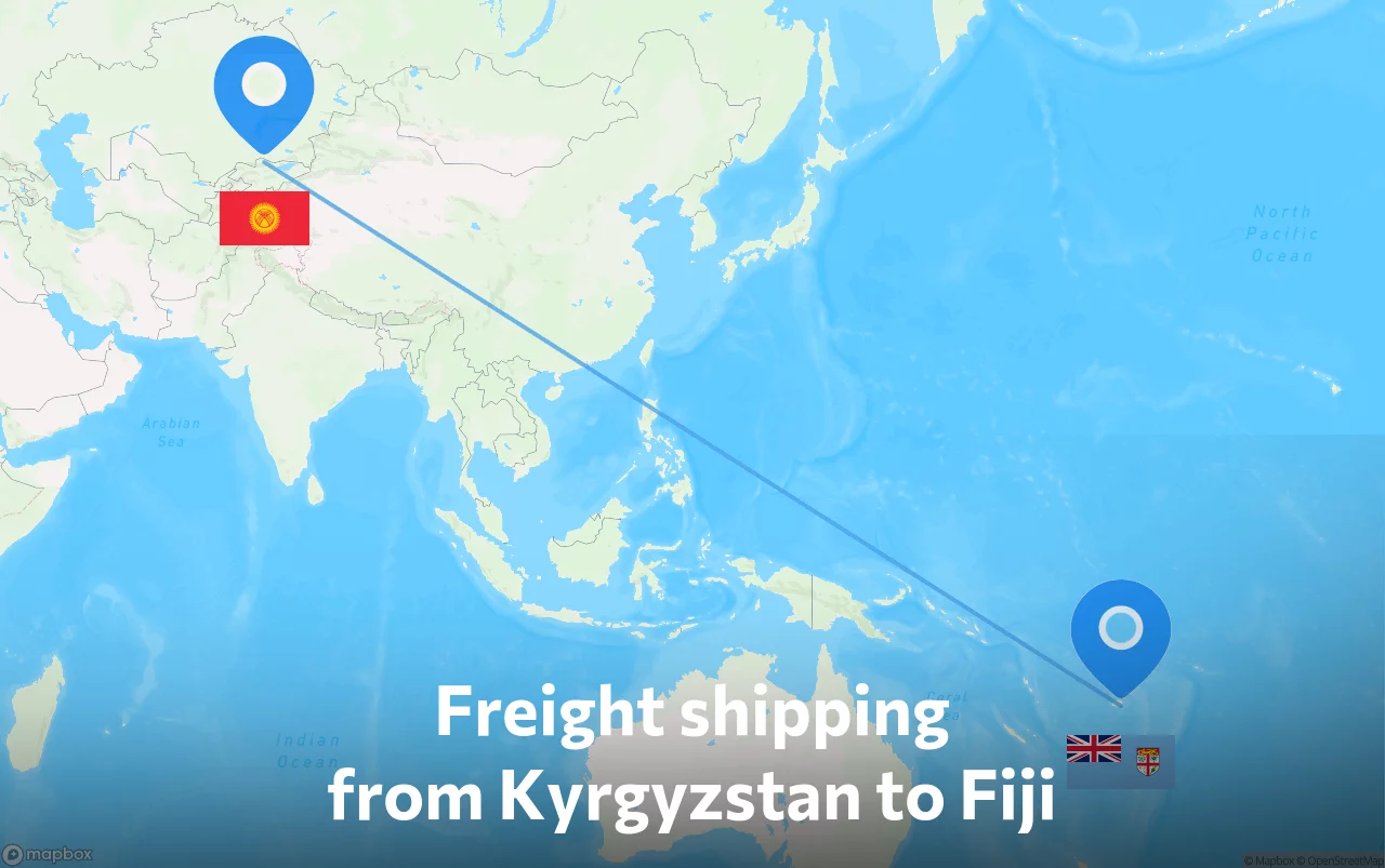 Shipping route from Kyrgyzstan to Fiji