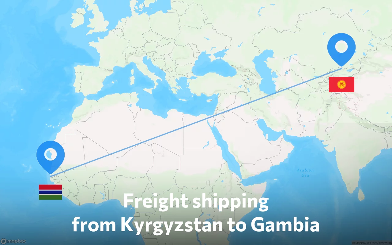 Shipping route from Kyrgyzstan to Gambia