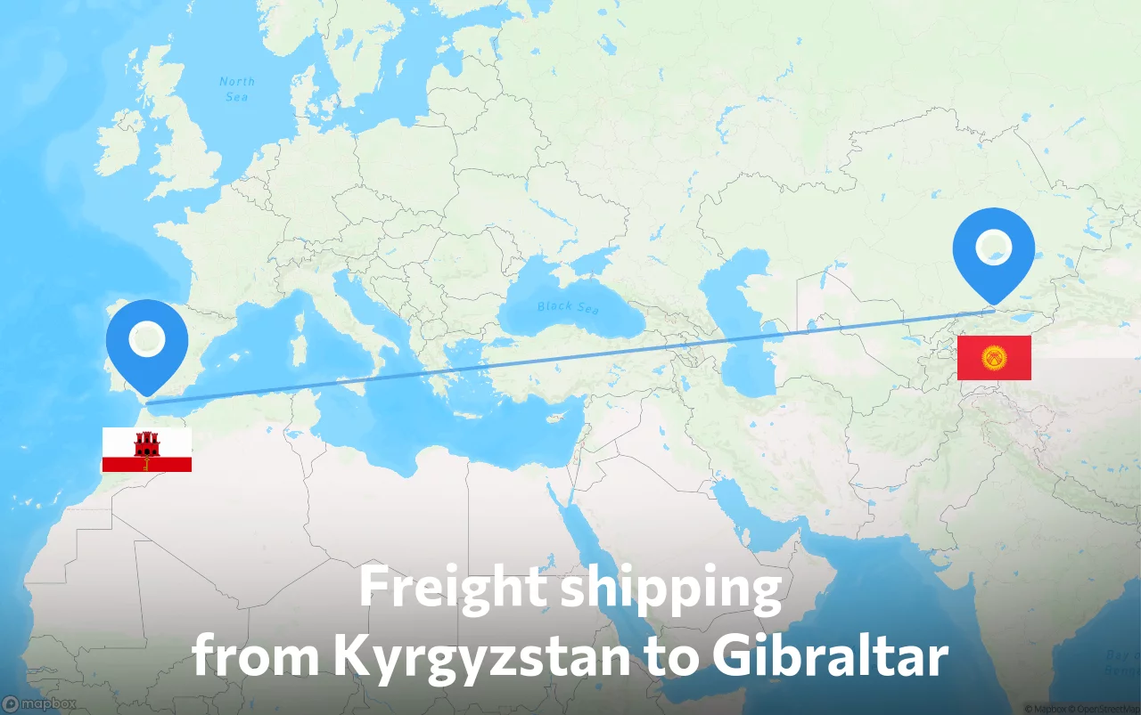 Shipping route from Kyrgyzstan to Gibraltar