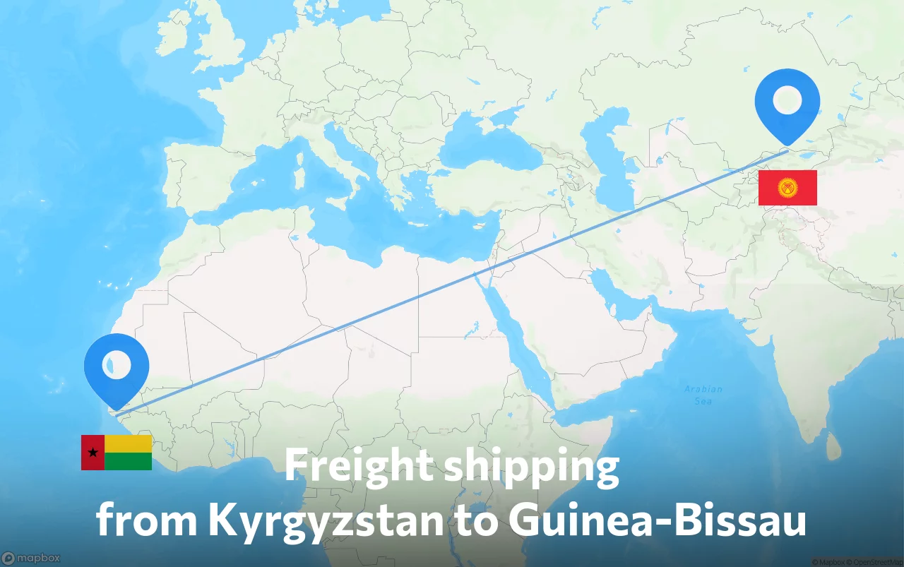 Shipping route from Kyrgyzstan to Guinea-Bissau