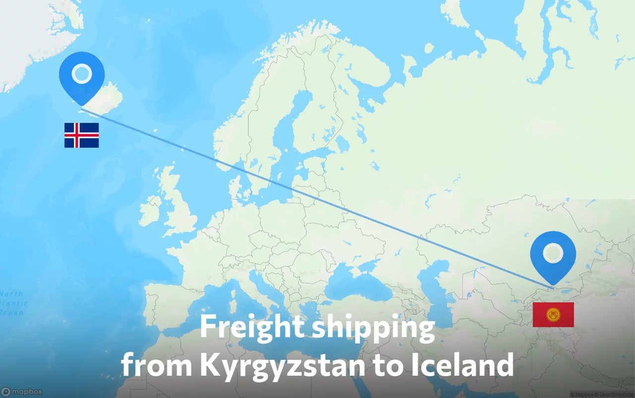 Shipping route from Kyrgyzstan to Iceland