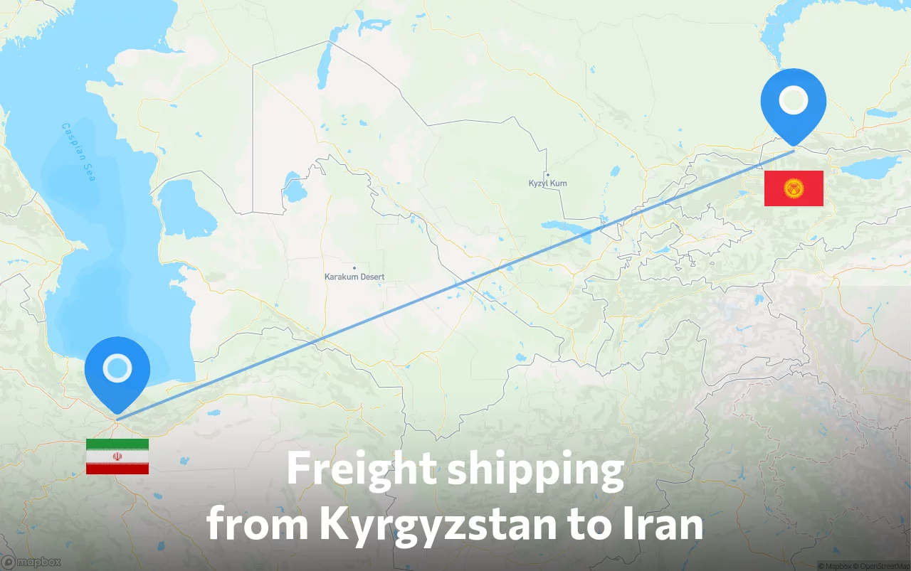 Shipping route from Kyrgyzstan to Iran