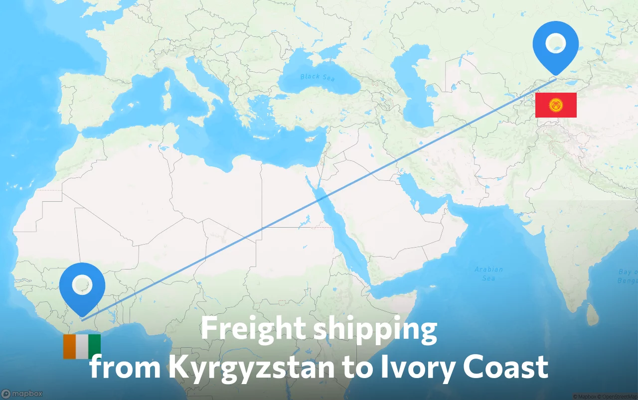 Shipping route from Kyrgyzstan to Ivory Coast
