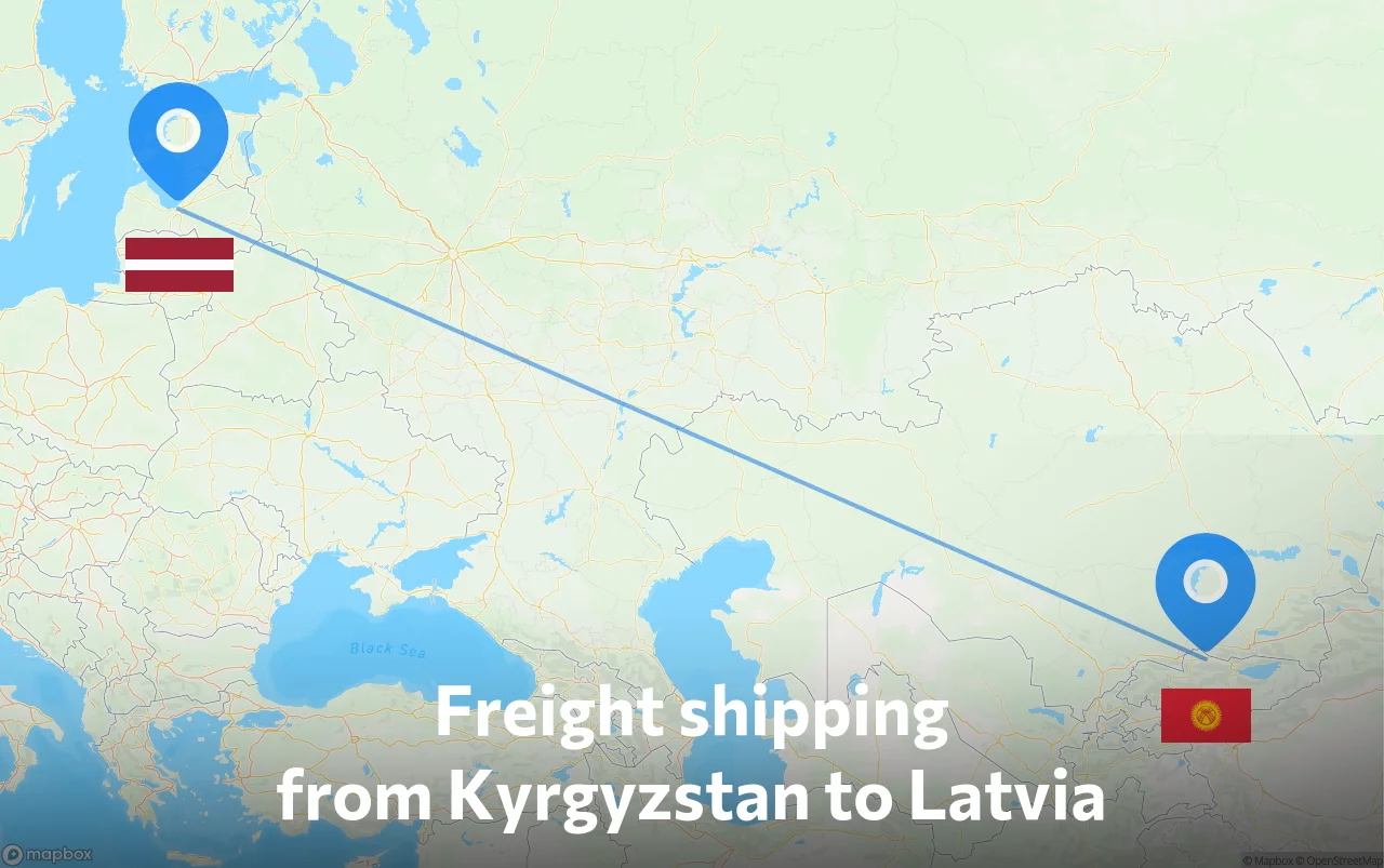 Shipping route from Kyrgyzstan to Latvia