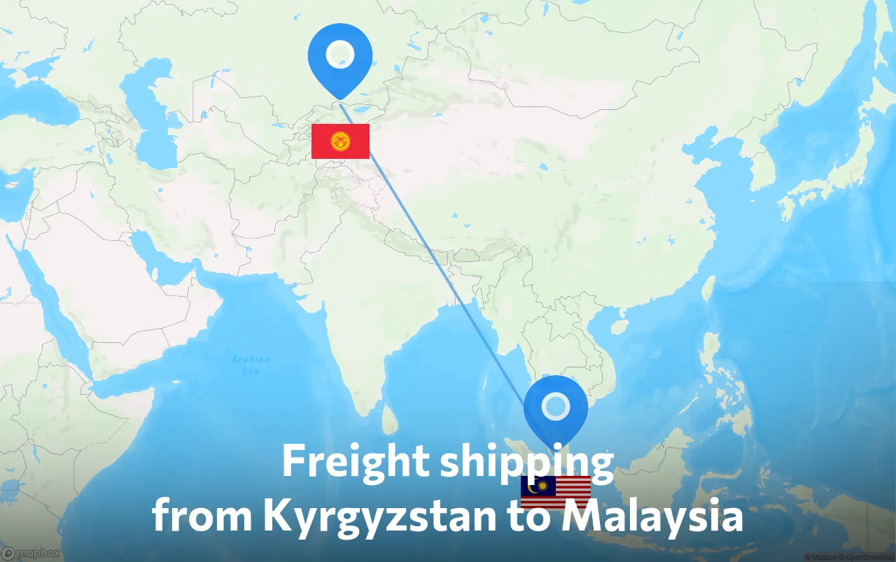 Shipping route from Kyrgyzstan to Malaysia
