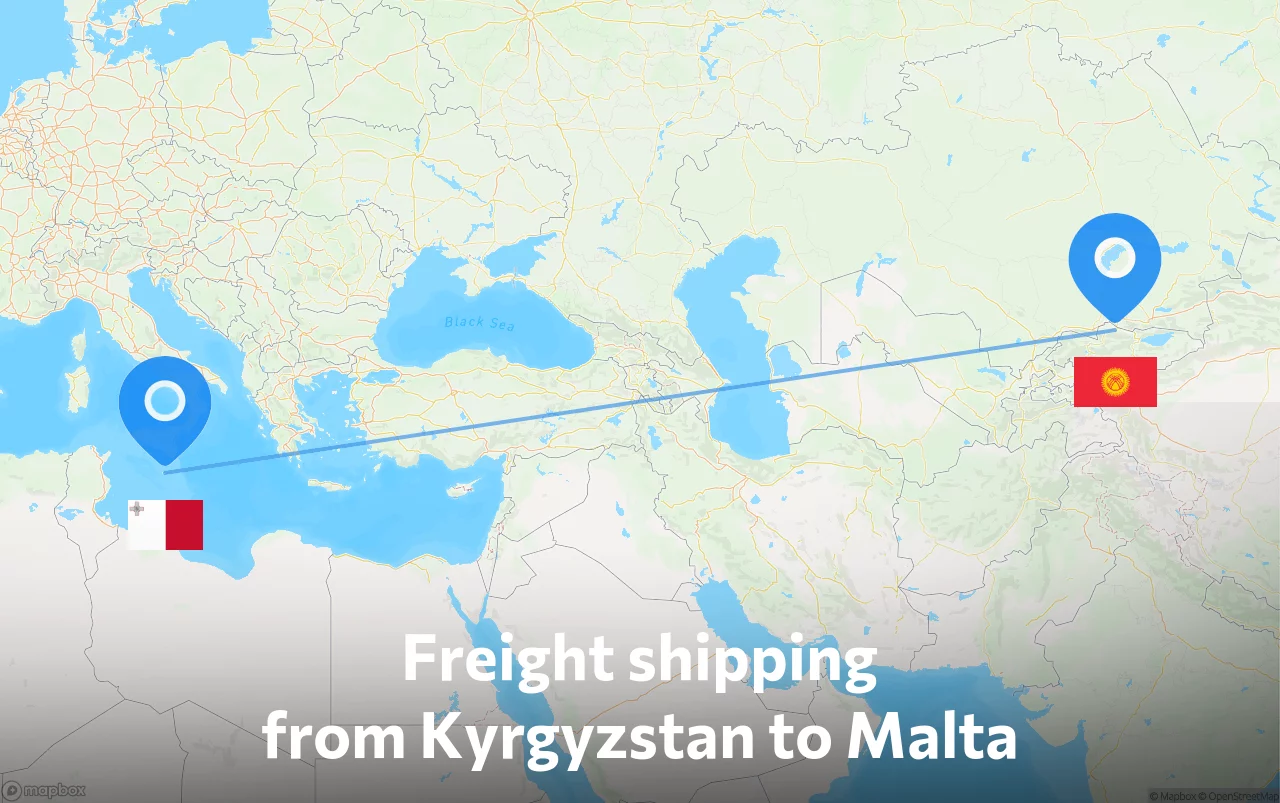 Shipping route from Kyrgyzstan to Malta