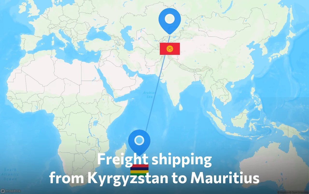 Shipping route from Kyrgyzstan to Mauritius