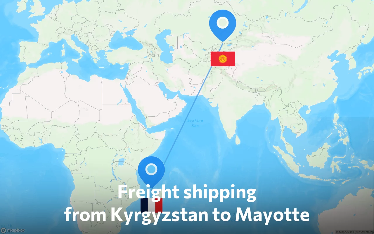 Shipping route from Kyrgyzstan to Mayotte