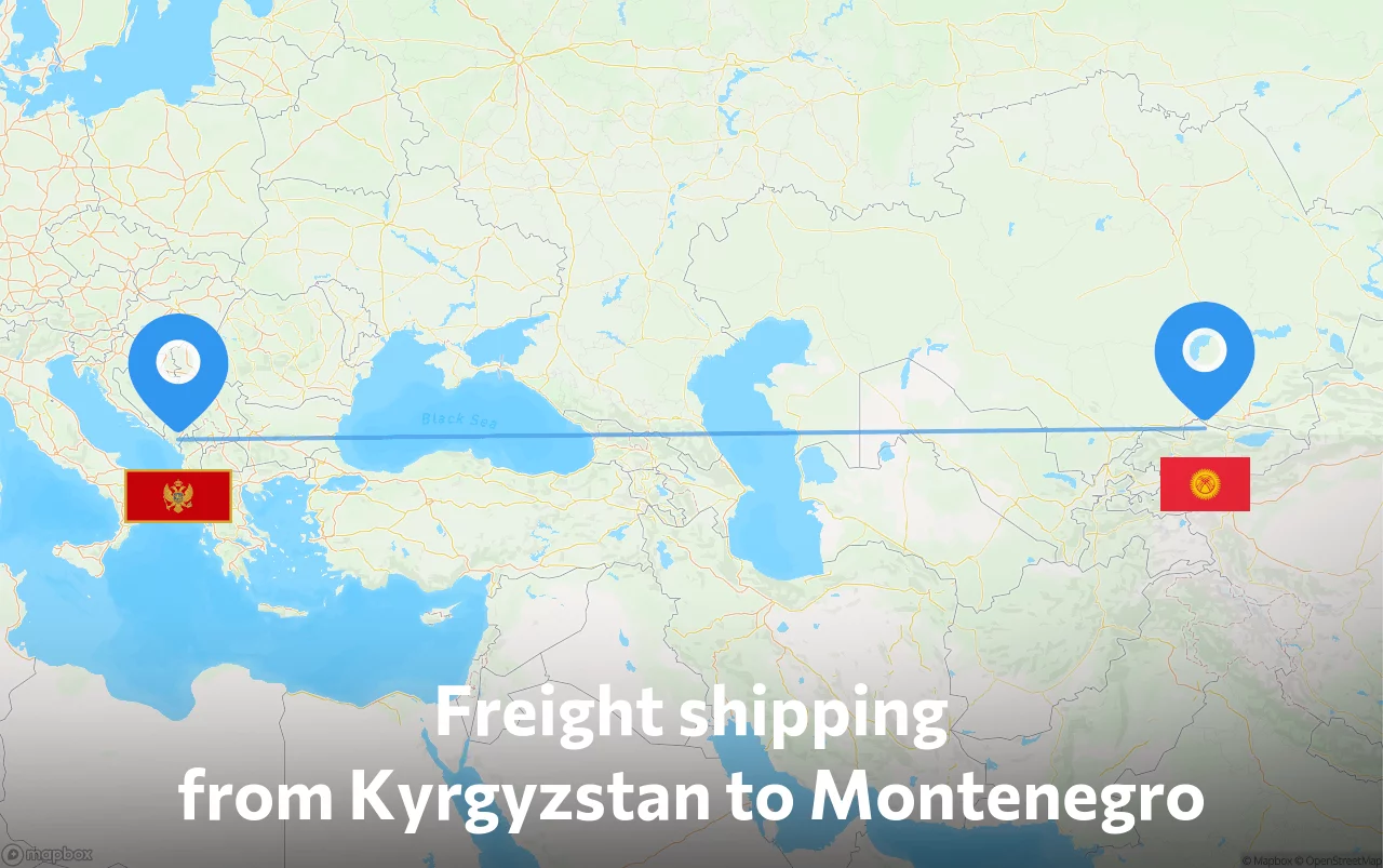 Shipping route from Kyrgyzstan to Montenegro