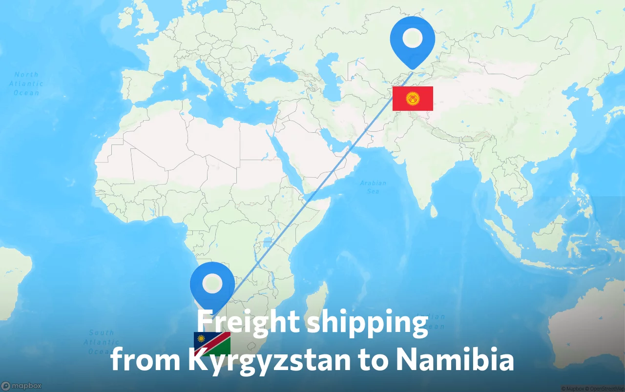 Shipping route from Kyrgyzstan to Namibia