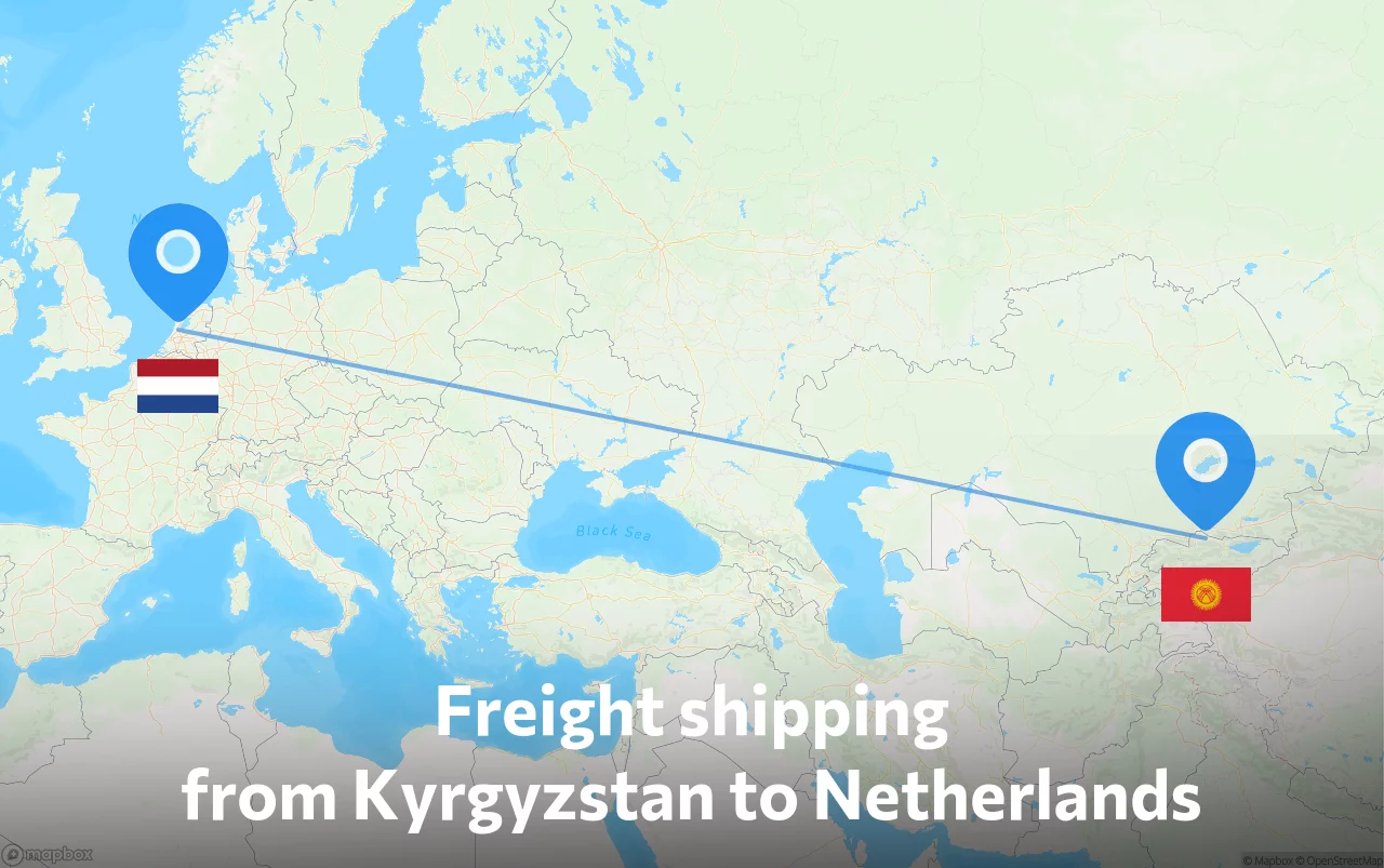 Shipping route from Kyrgyzstan to Netherlands
