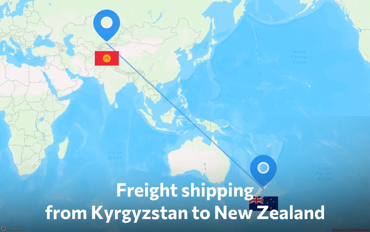 Shipping route from Kyrgyzstan to New Zealand