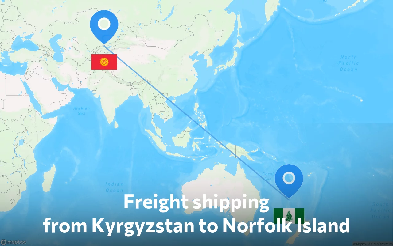 Shipping route from Kyrgyzstan to Norfolk Island
