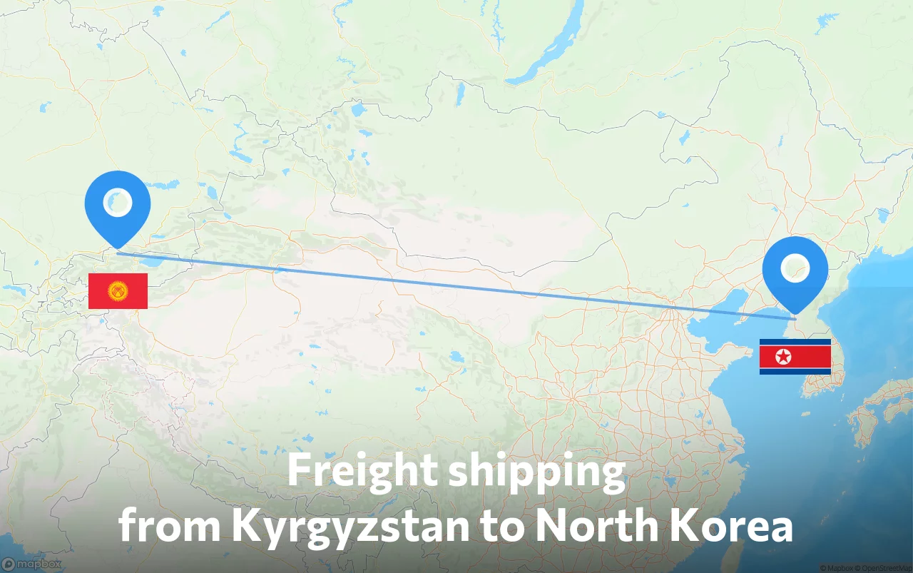 Shipping route from Kyrgyzstan to North Korea
