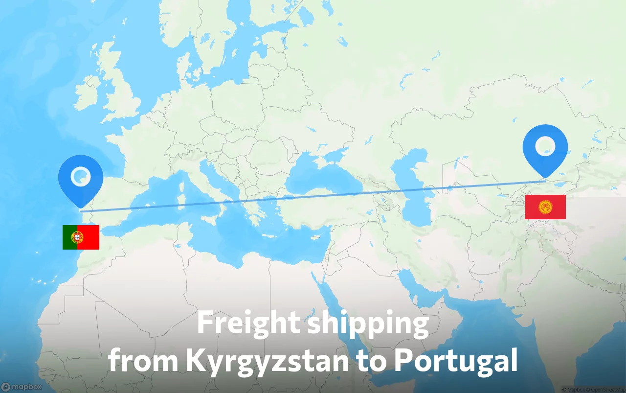 Shipping route from Kyrgyzstan to Portugal