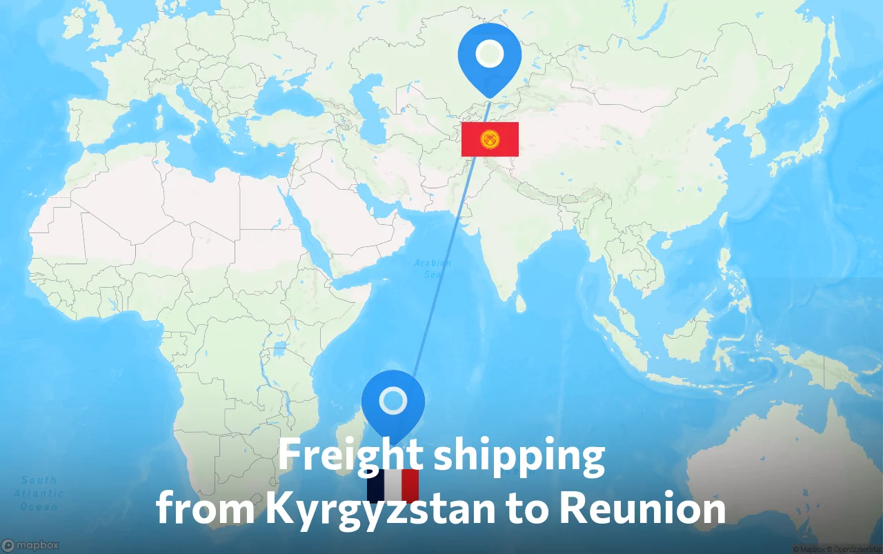 Shipping route from Kyrgyzstan to Reunion