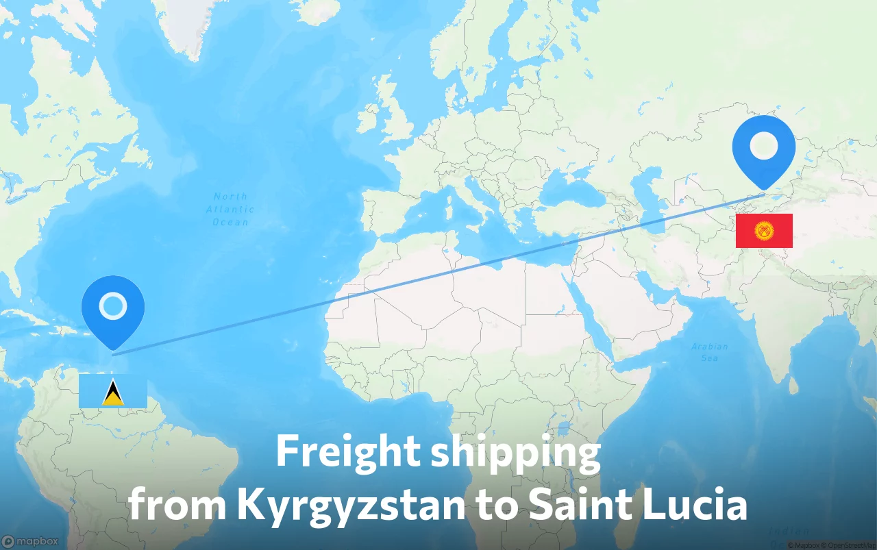 Shipping route from Kyrgyzstan to Saint Lucia