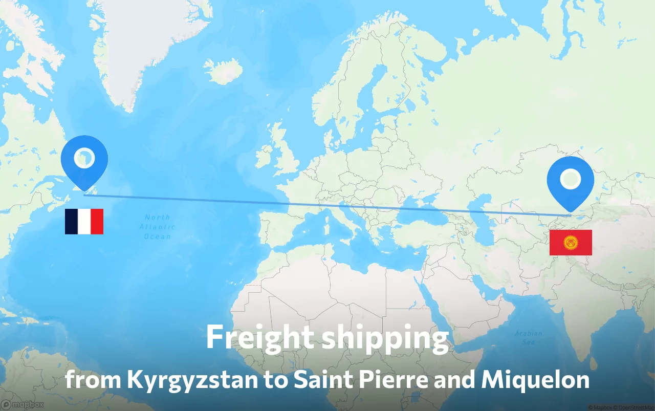 Shipping route from Kyrgyzstan to Saint Pierre and Miquelon