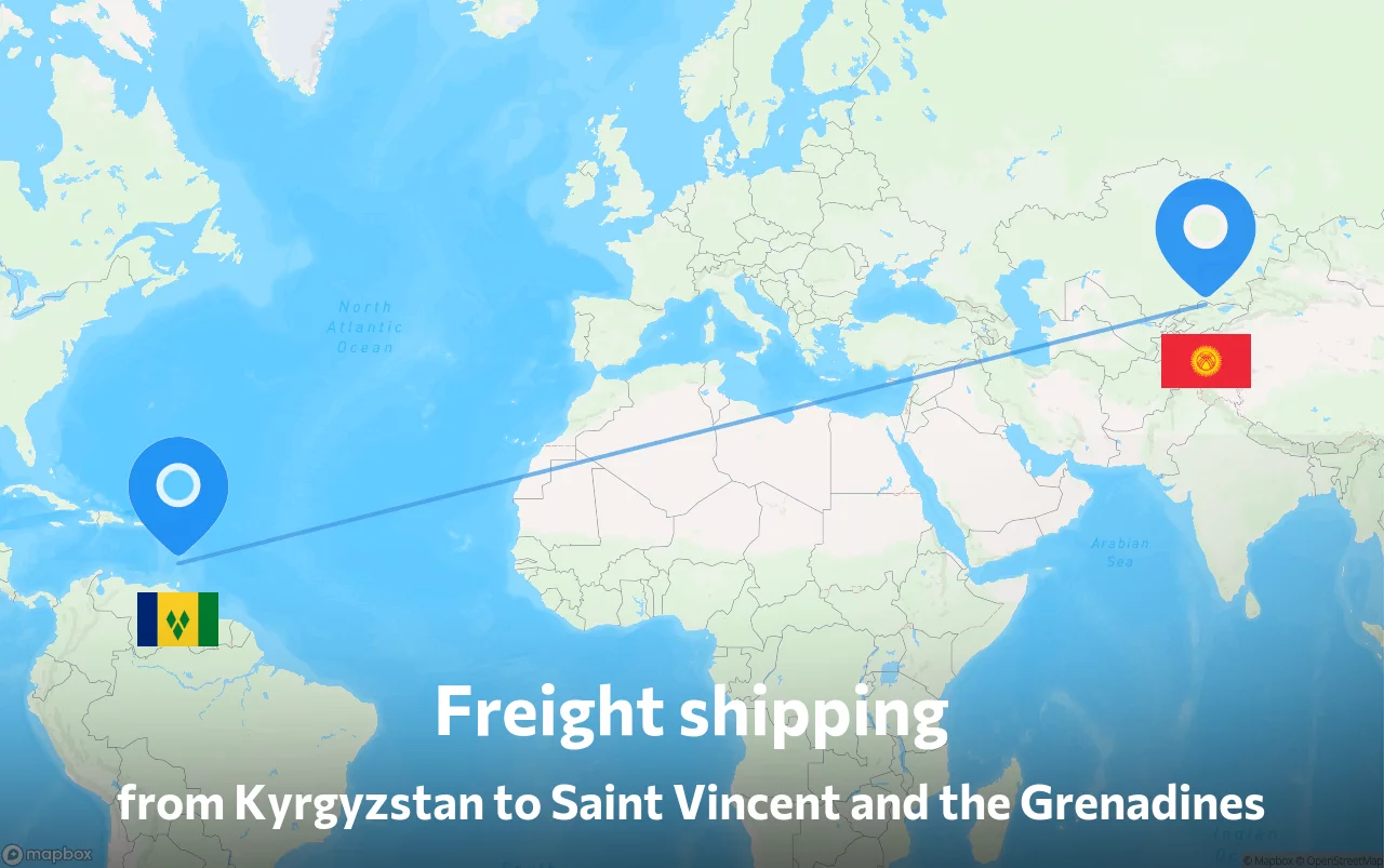 Shipping route from Kyrgyzstan to Saint Vincent and the Grenadines