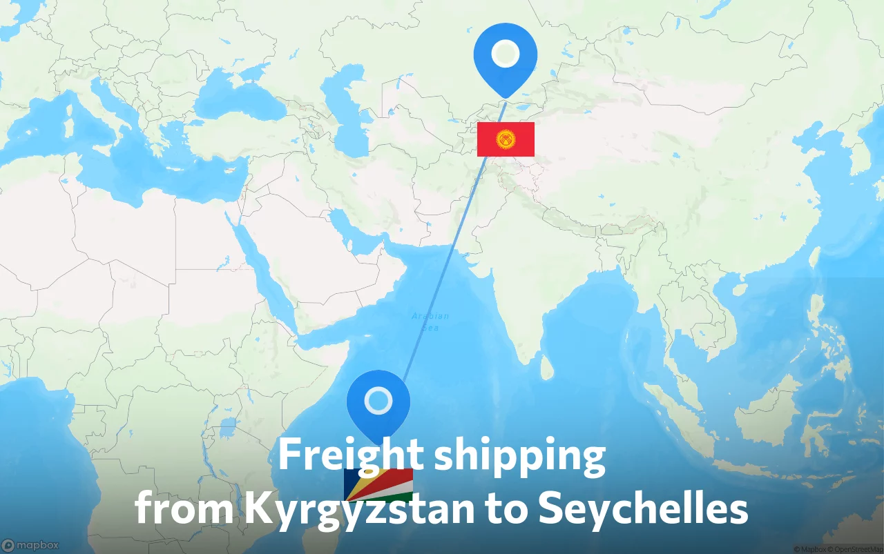 Shipping route from Kyrgyzstan to Seychelles