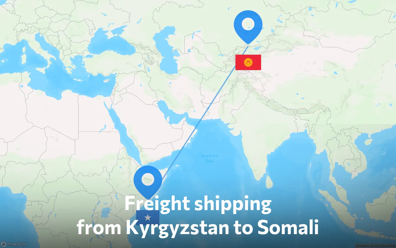Shipping route from Kyrgyzstan to Somali