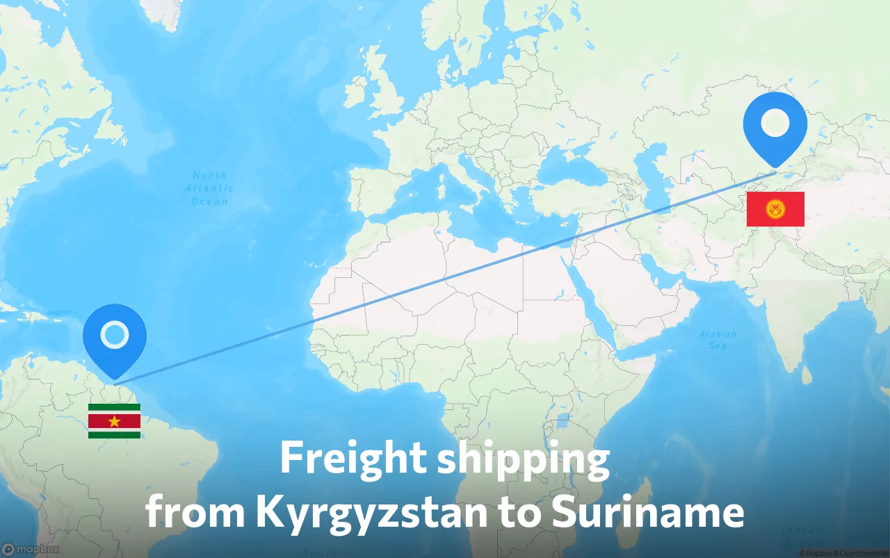 Shipping route from Kyrgyzstan to Suriname