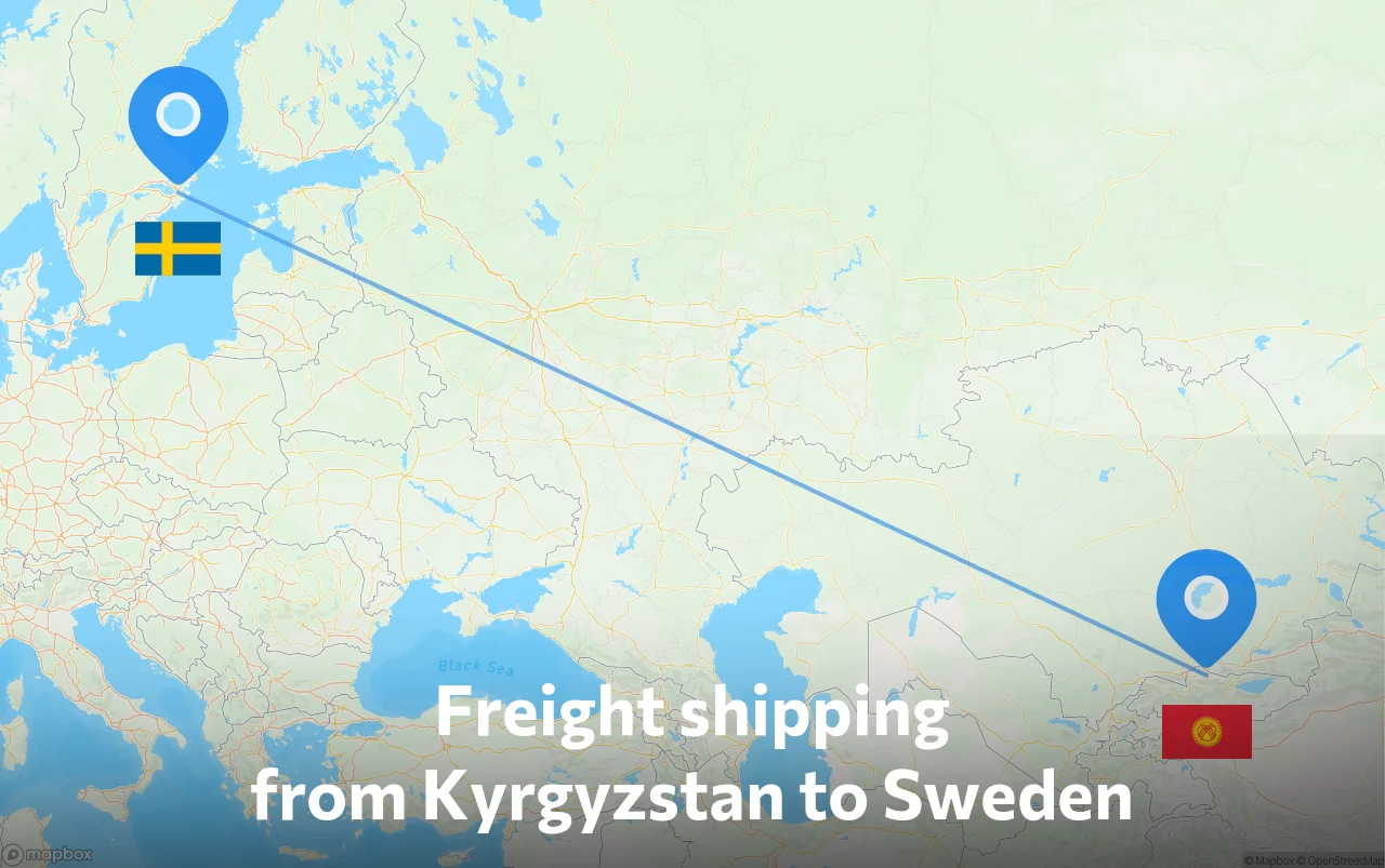 Shipping route from Kyrgyzstan to Sweden