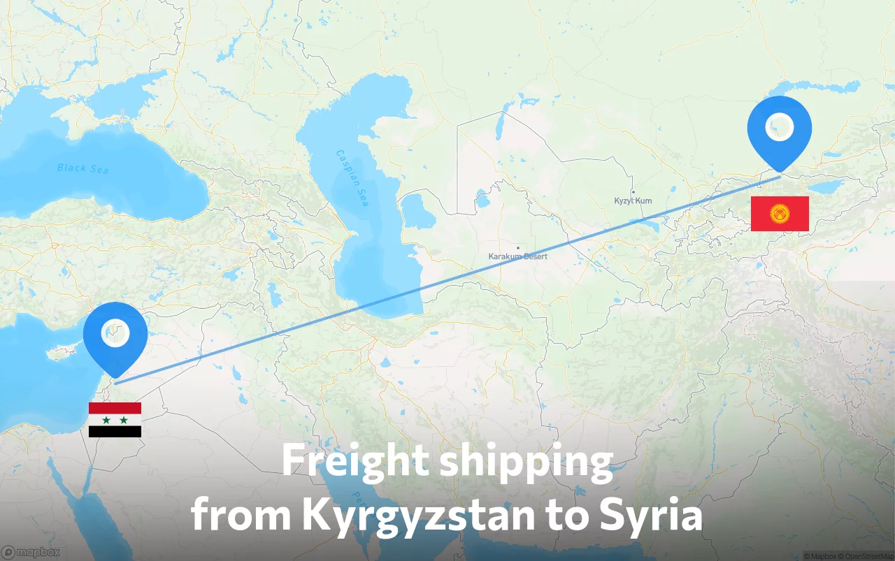 Shipping route from Kyrgyzstan to Syria