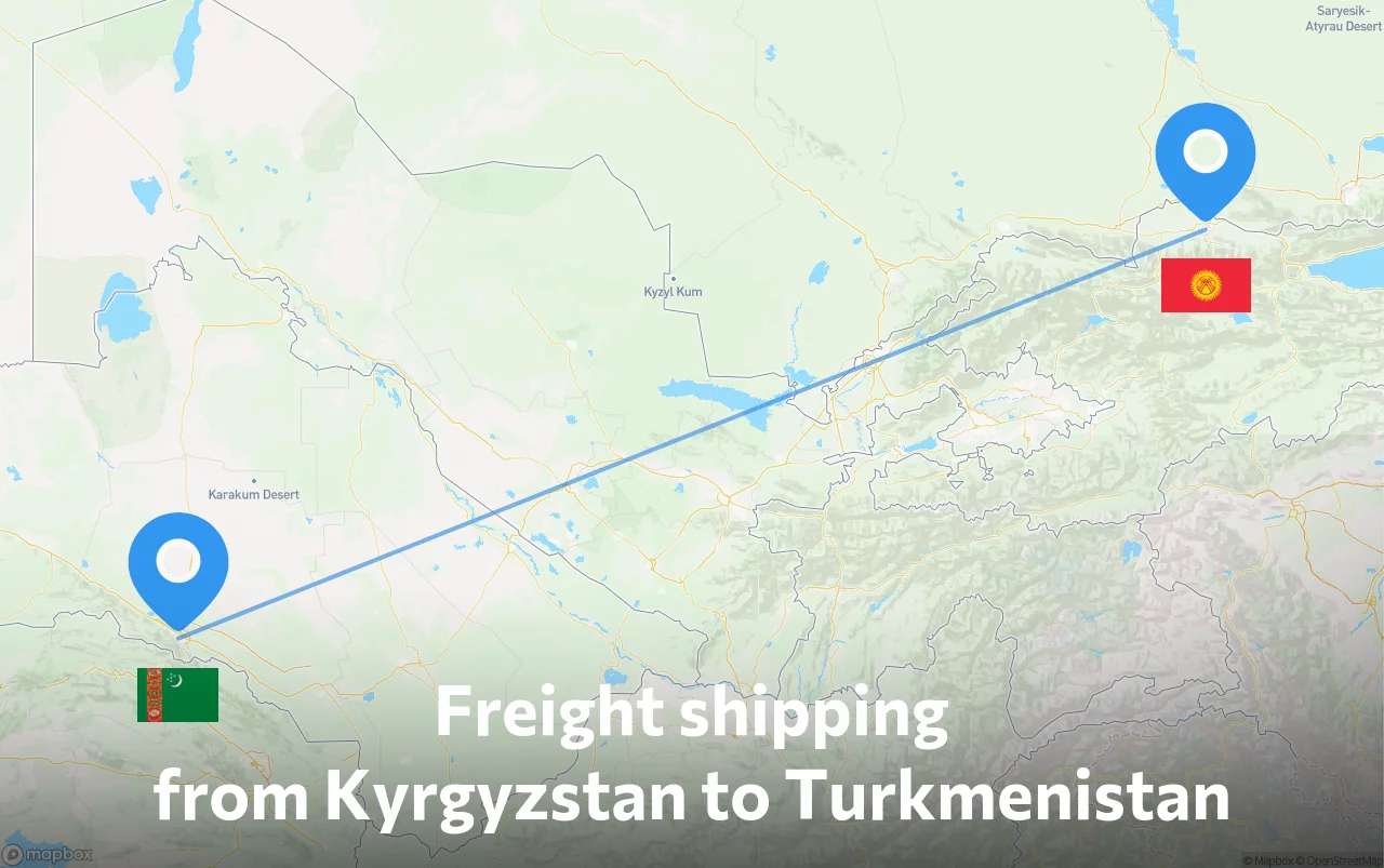 Shipping route from Kyrgyzstan to Turkmenistan