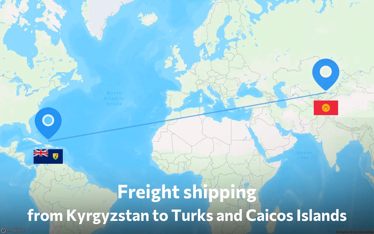 Shipping route from Kyrgyzstan to Turks and Caicos Islands