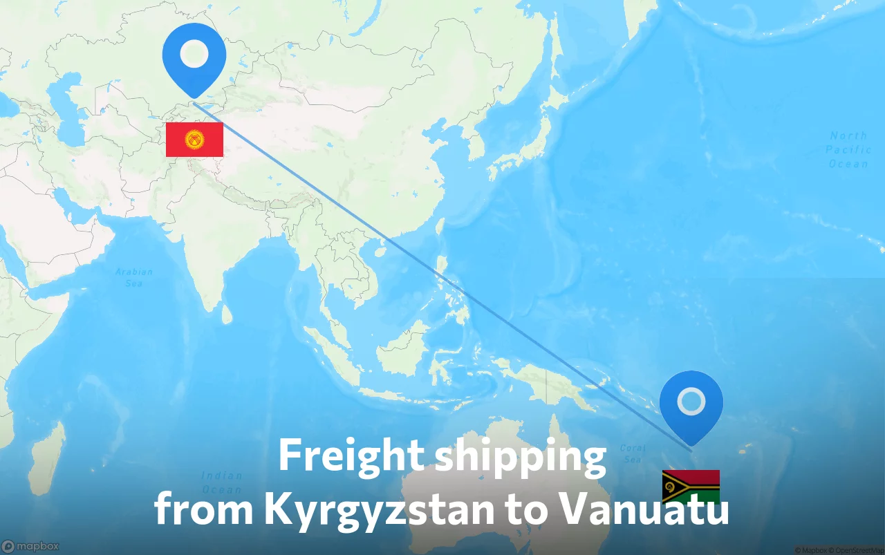 Shipping route from Kyrgyzstan to Vanuatu