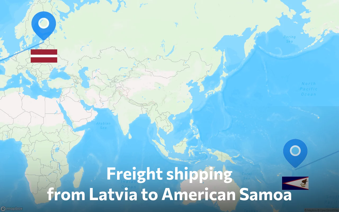 Shipping route from Latvia to American Samoa