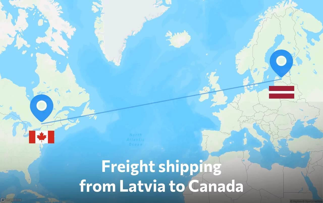 Shipping route from Latvia to Canada