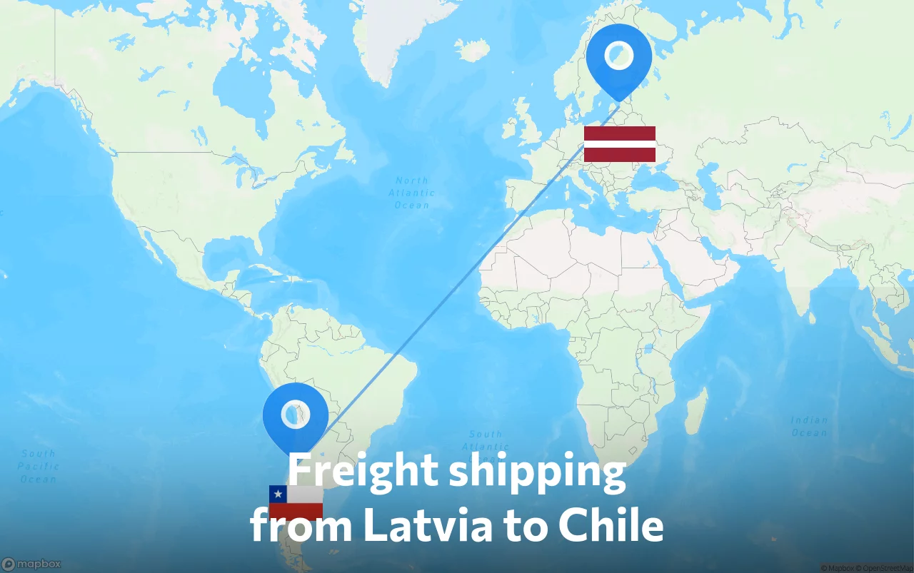 Shipping route from Latvia to Chile