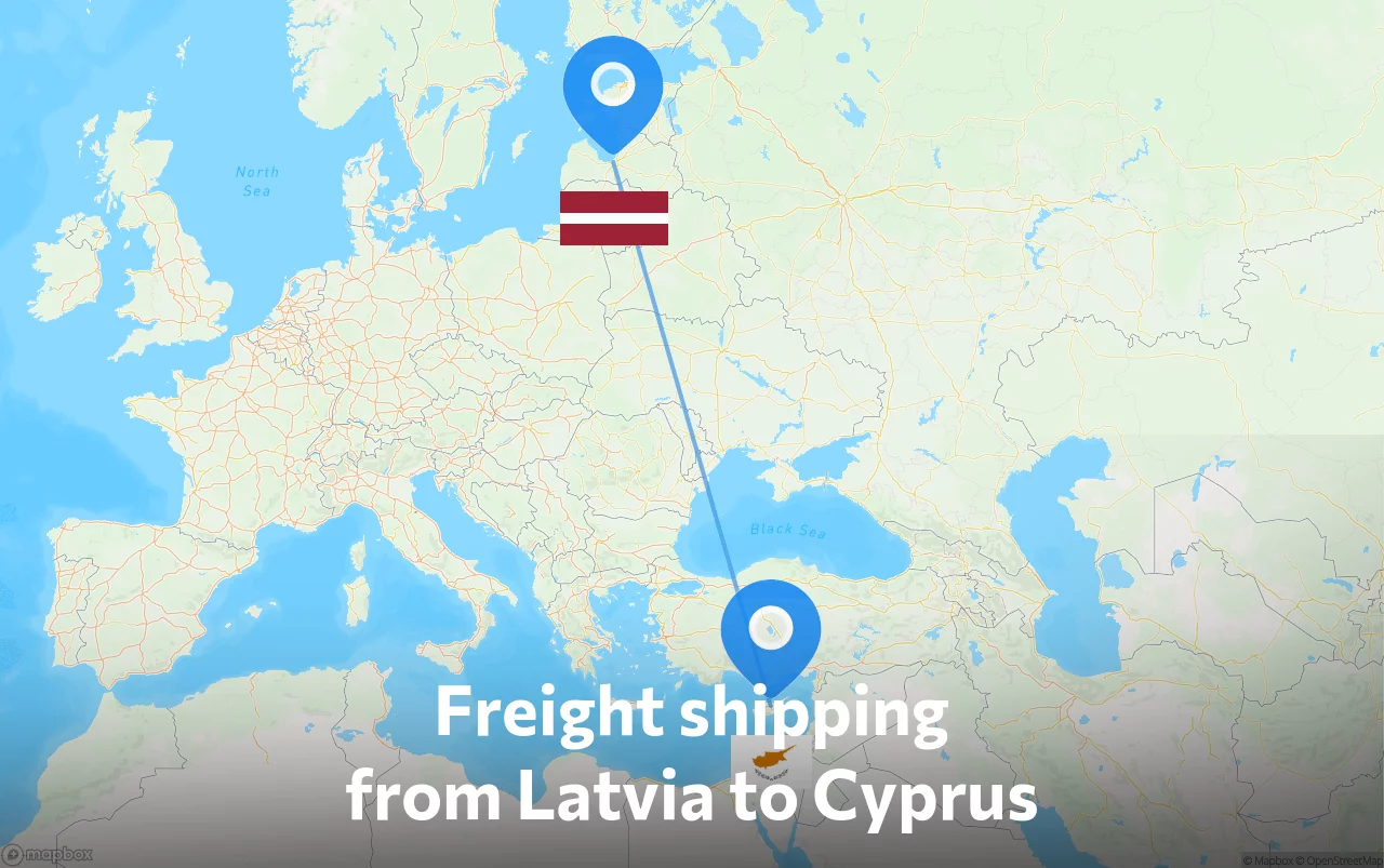 Shipping route from Latvia to Cyprus