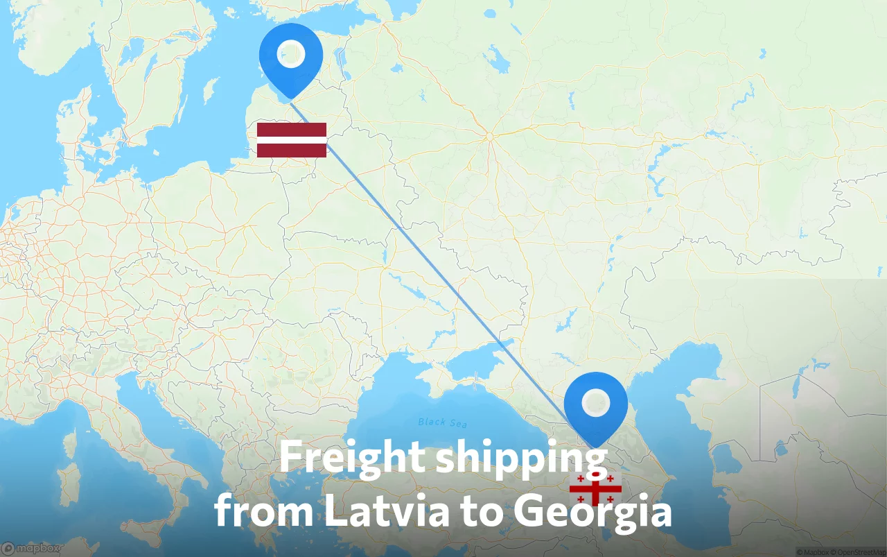 Shipping route from Latvia to Georgia