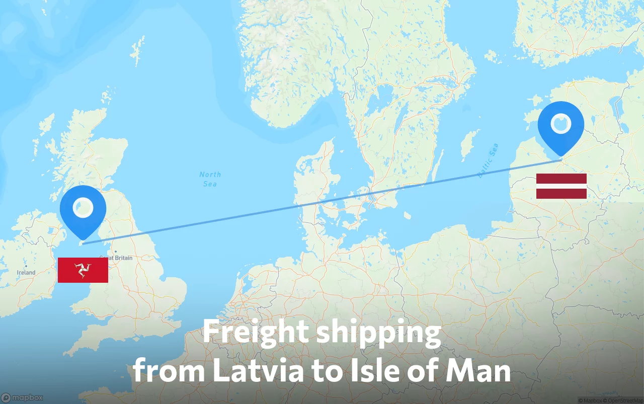 Shipping route from Latvia to Isle of Man
