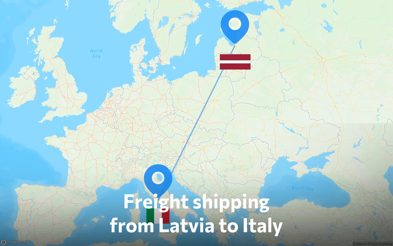 Shipping route from Latvia to Italy
