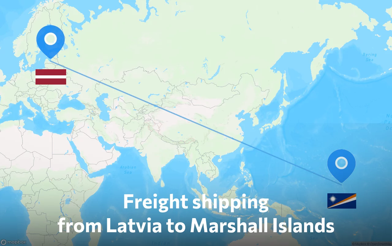 Shipping route from Latvia to Marshall Islands