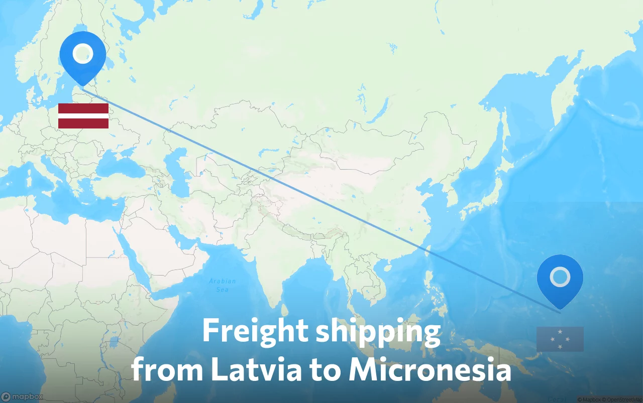 Shipping route from Latvia to Micronesia