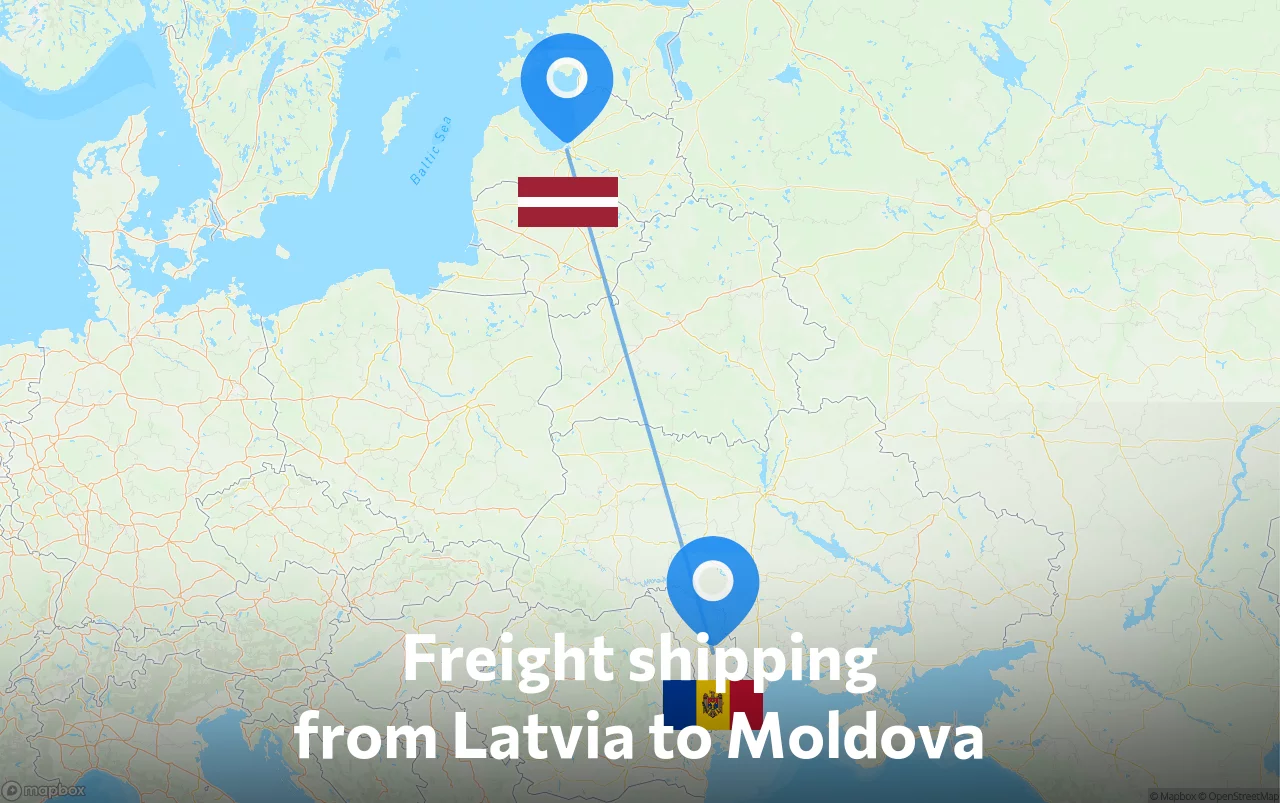 Shipping route from Latvia to Moldova
