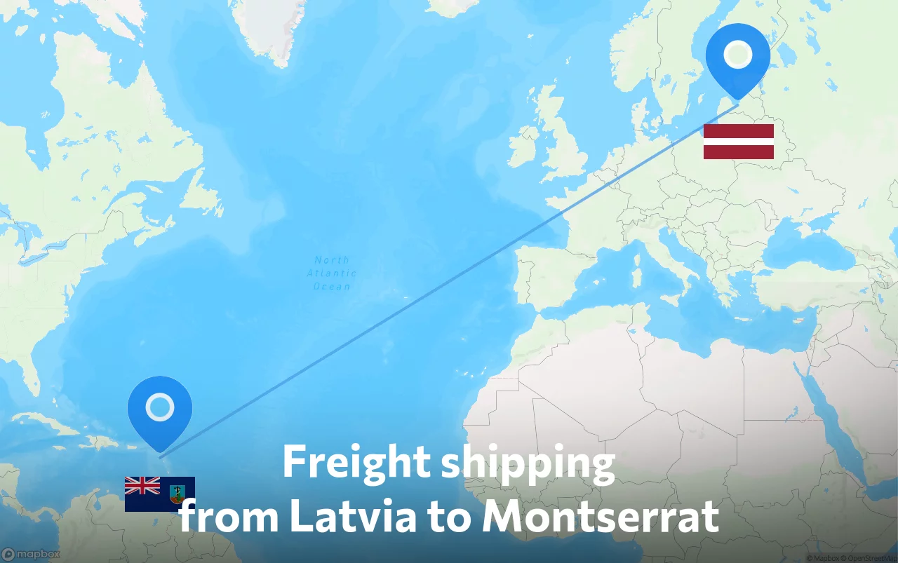 Shipping route from Latvia to Montserrat