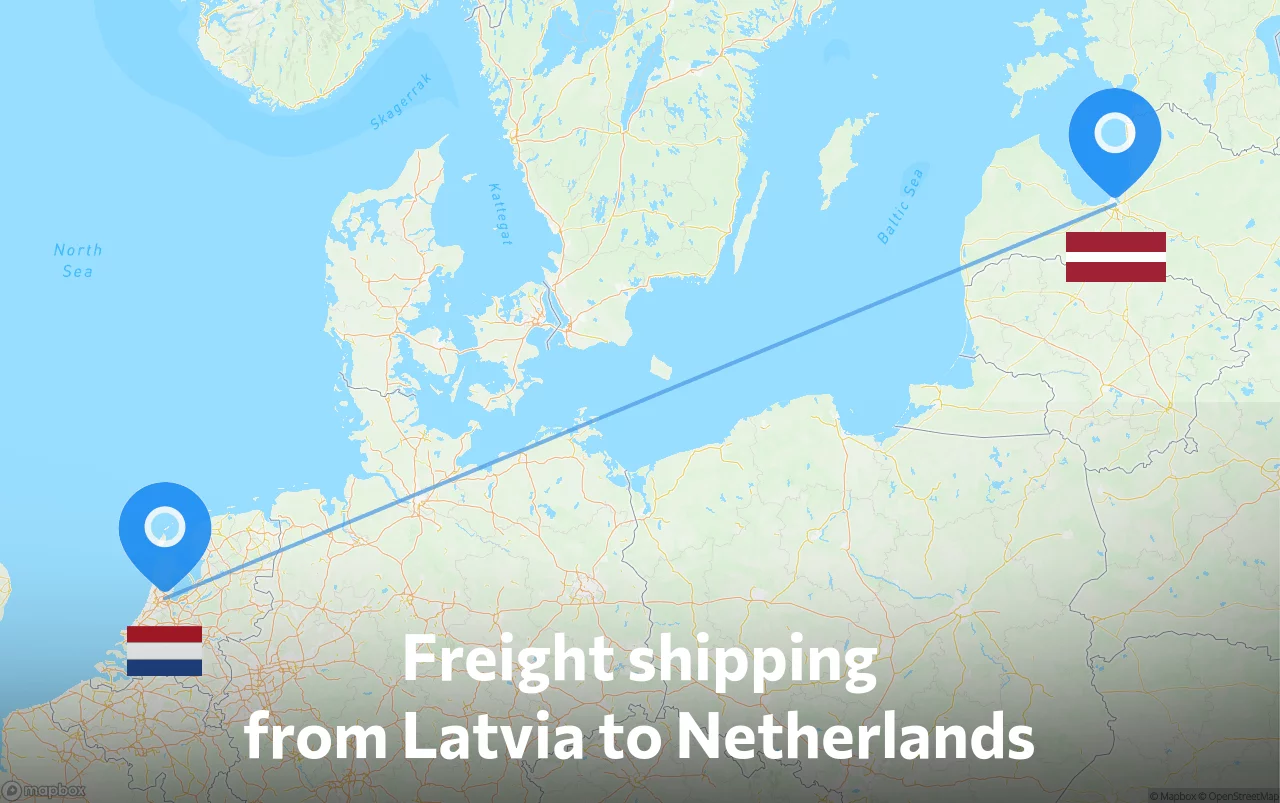 Shipping route from Latvia to Netherlands