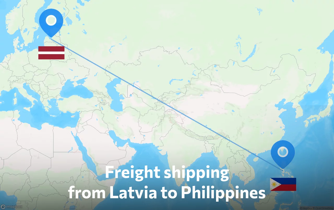Shipping route from Latvia to Philippines