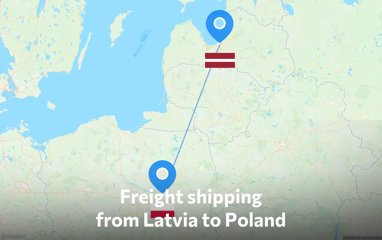 Shipping route from Latvia to Poland