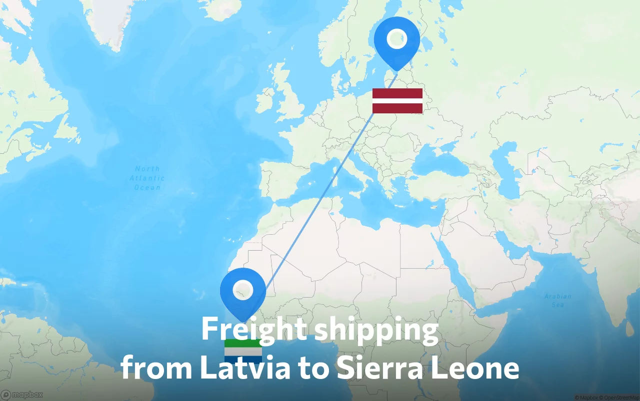 Shipping route from Latvia to Sierra Leone